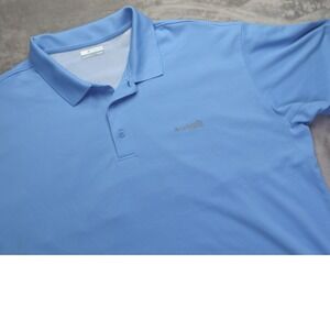 Columbia PFG Polo Shirt Men's 3X 3XL Blue Short Sleeve Performance Fishing